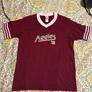 Soffe Maroon V-Neck Tee with White Trim